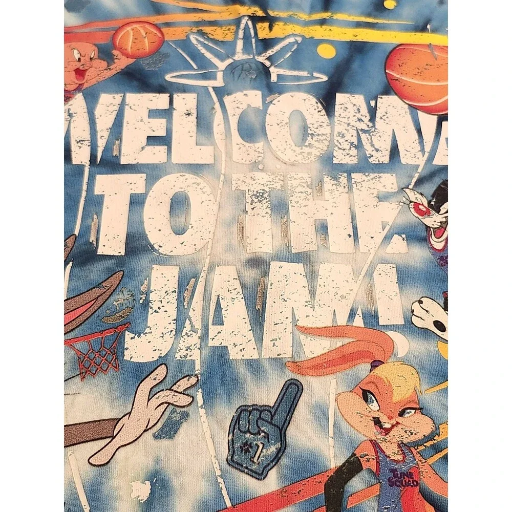 Vintage SIKSILK Space Jam TIE‎ DYE Over Sized T-shirt Mens Appx XL Looney Tunes
